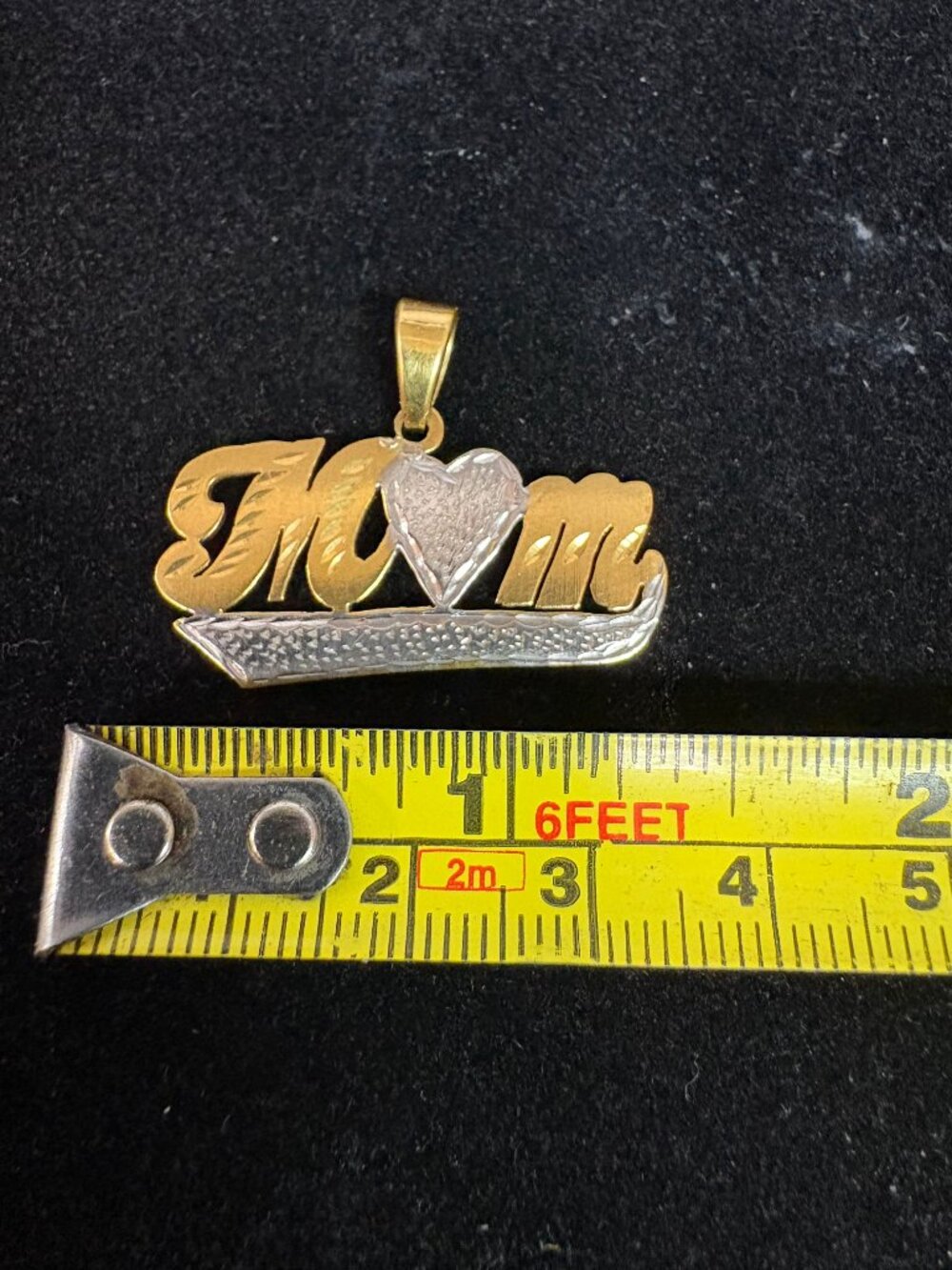 18K Gold “Mom” Pendant – Two-Tone (Yellow & White Gold) - Picture 4 of 5
